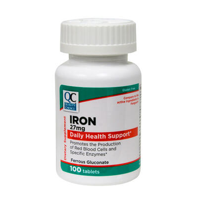 QC Iron Ferrous Gluconate 27mg 100ct