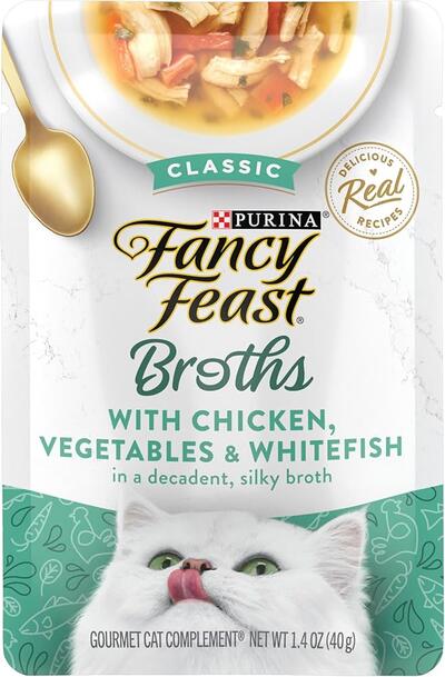 Purina Fancy Feast Broths With Chicken, Vegatables & Whitefish 1.4oz