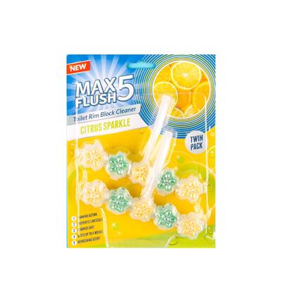 Max Flush Toilet Tim Block Cleaner Citrus Sparkle Twin Pack