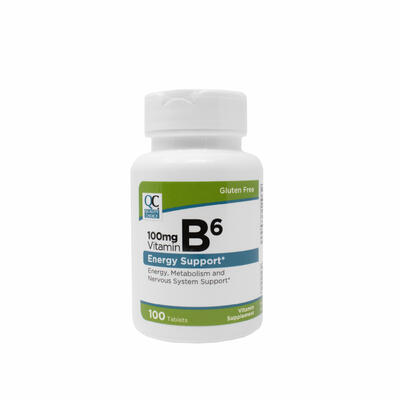 QC Vitamin B6 100 mg Energy Support 100 Tablets