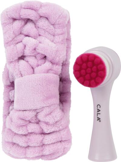 Cala Goal To Glow Facial Brush & Headband Set Purple 2 pieces