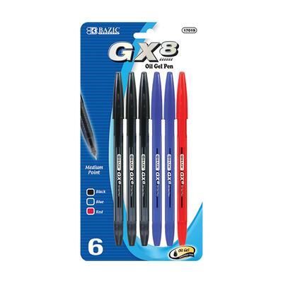 Bazic GX-8 Oil-Gel Ink Pen 6 ct