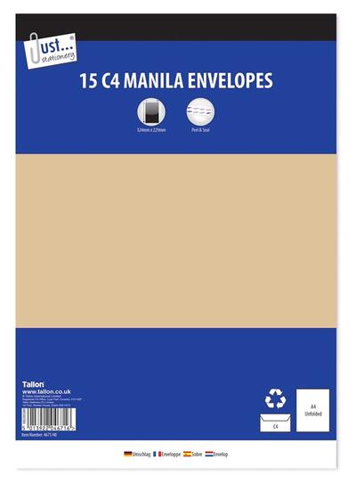 C4 Manila PS Envelopes 80gsm 15ct