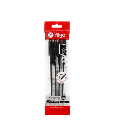 Filgo Black Pen 4 pack