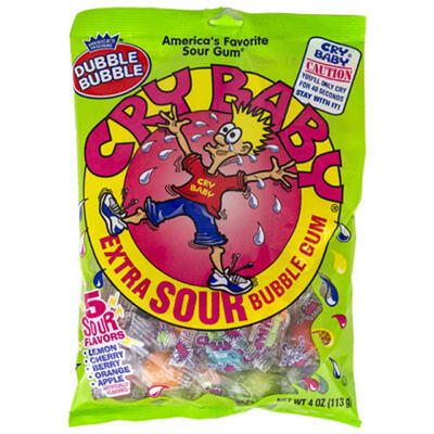 Dubble Bubble Cry Baby Extra Sour Bubble Gum 4oz