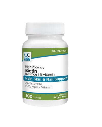 QC Biotin Hair Nail Skin Support  800mcg  100ct