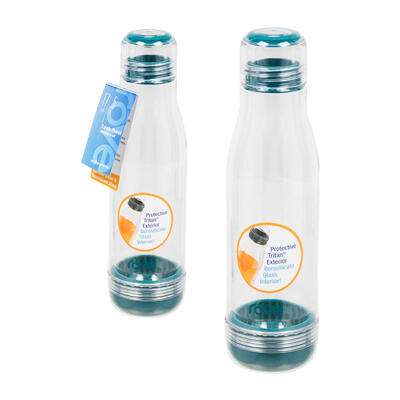 Teal Glass Double Wall Water Bottle 17oz