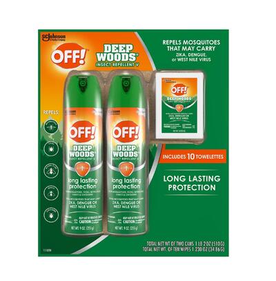 Off Deep Woods Insect Repellent + 10 Towelettes 2 pack