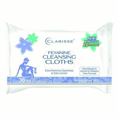 Clarisse Feminine Cleansing Cloths For Sensitive Skin 36 pieces