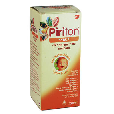 Piriton Syrup Glaxo Symptomatic Antihistamines Allergic Conditions Relief 150ml