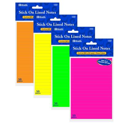 BAZIC 50 4X6 NEON STICK NOTES