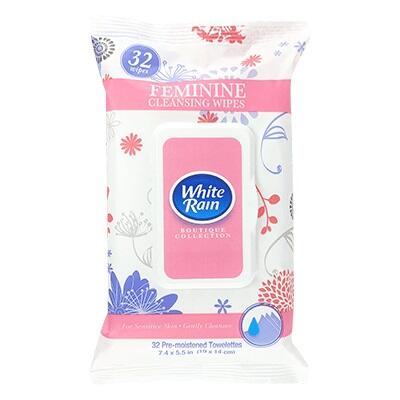 White Rain Feminine Cleansing Wipes 32pk