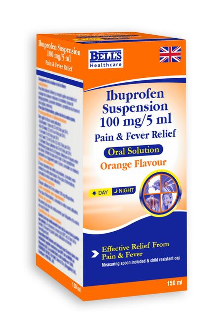 Bells Ibuprofen Suspension 100mg/5ml Orange 150ml