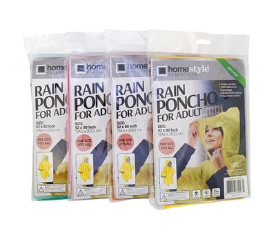 Adult Peva Rain Poncho Assorted