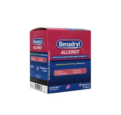 Benadryl  Display Box 25 Packets Of 2 Pills