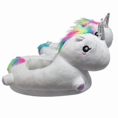 3D Unicorn White Lace Slippers